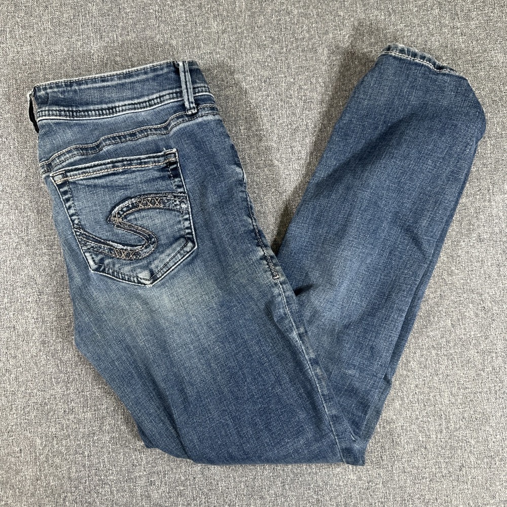 Silver Jeans Elyse Straight Womens W31 L30 Blue Stretch Denim Jeans